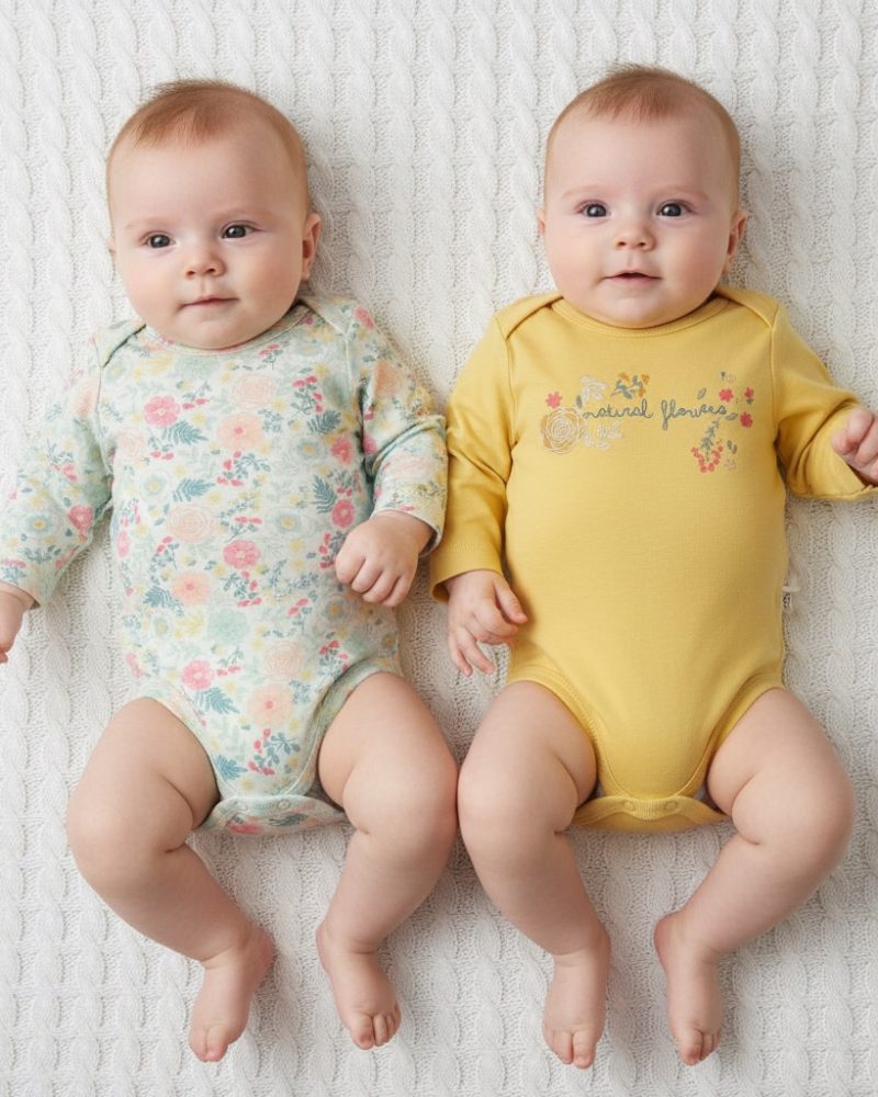 Bodysuits with Natural Flowers print 2-Piece Set