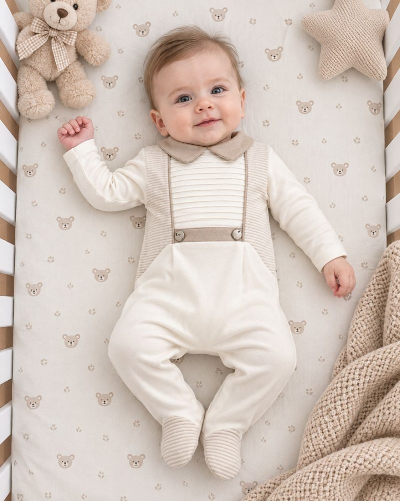 Footed Overall with pleated details