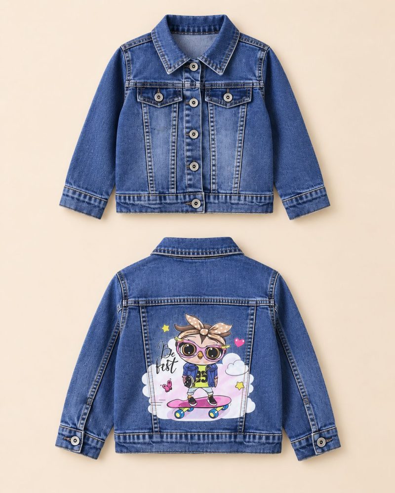 Owl-Embroidered Denim Jacket