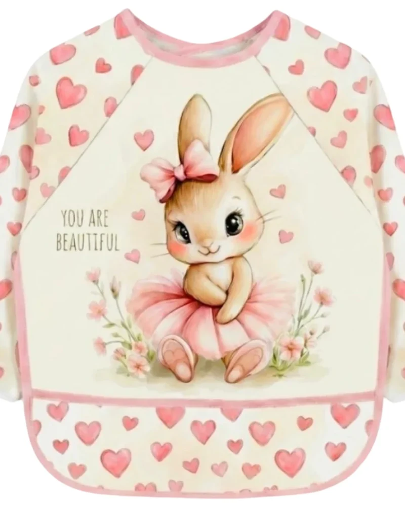 Rabbit Print Long-Sleeved Waterproof Baby Bib