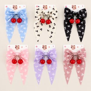 Cherry Charm Bow Hair Clips