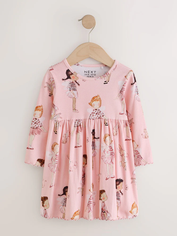 Pink Fairy Bunny Long Sleeve Ribbed Dress