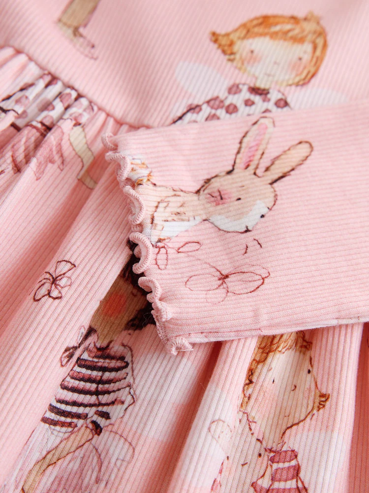 Pink Fairy Bunny Long Sleeve Ribbed Dress - Image 3