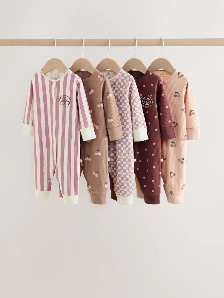 Burgundy/Purple Cat Baby Sleepsuits