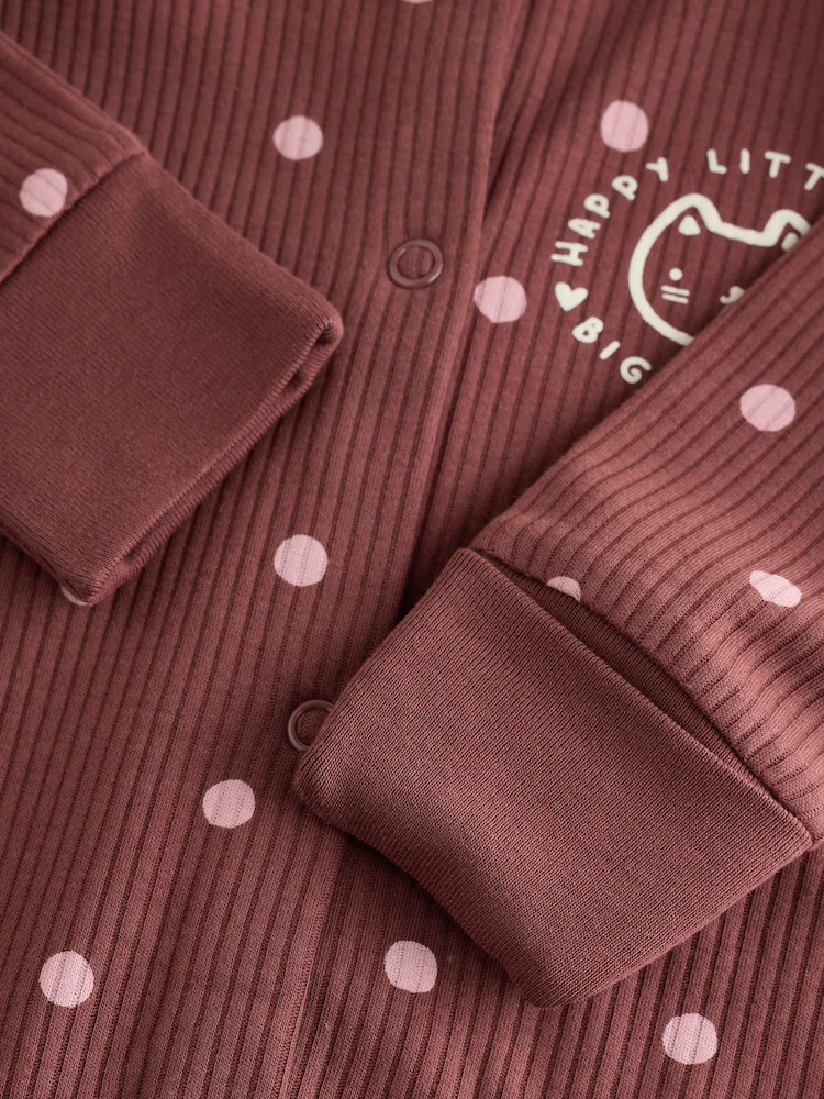 Burgundy/Purple Cat Baby Sleepsuits - Image 11