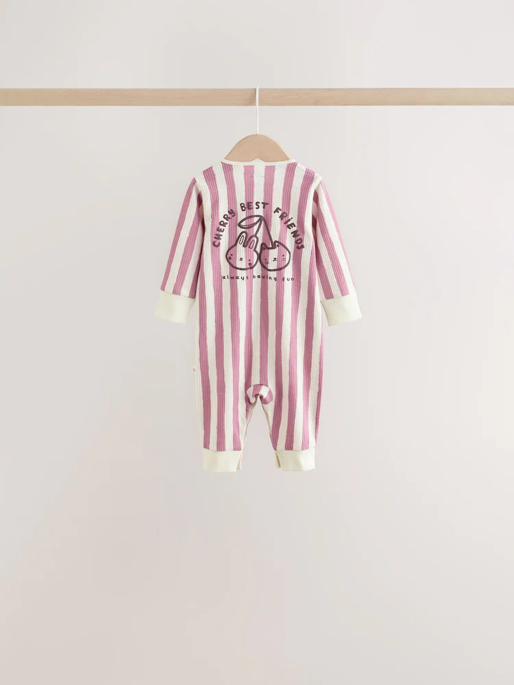 Burgundy/Purple Cat Baby Sleepsuits - Image 4