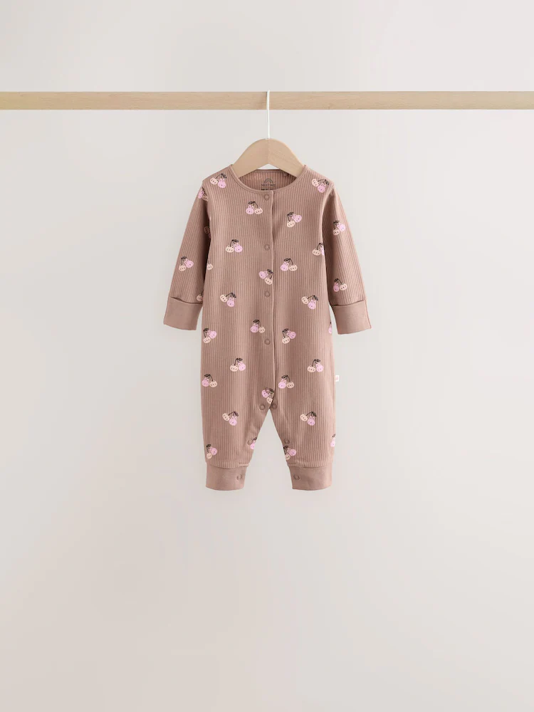 Burgundy/Purple Cat Baby Sleepsuits - Image 5