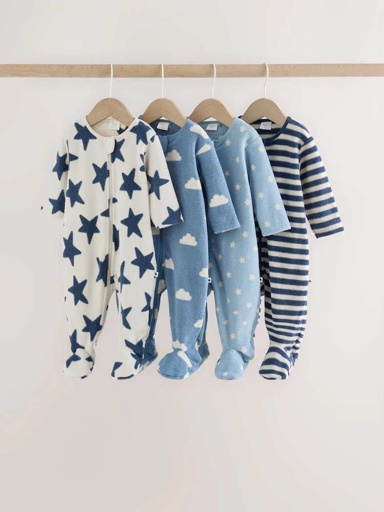 Blue Micro Fleece Two-Way Zip Baby Sleepsuits