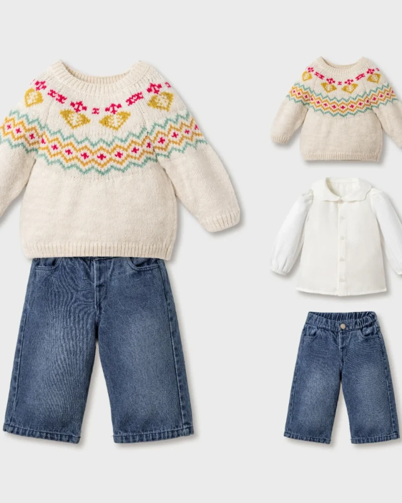 Classic Winter Knit & Denim Set