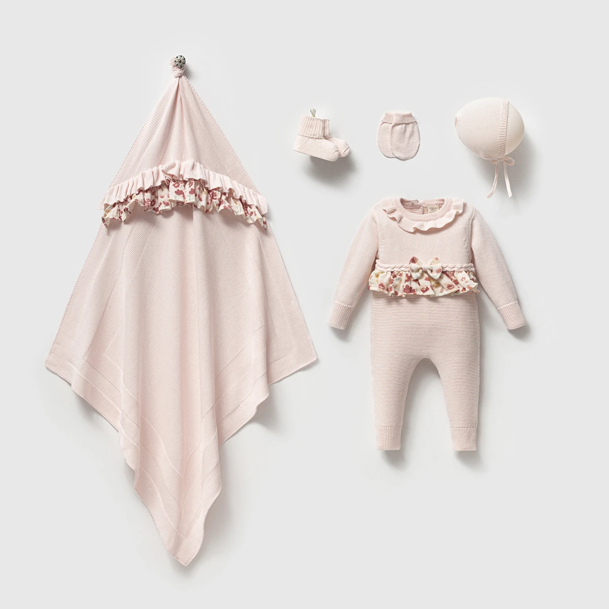 Pink Floral Newborn Layette Set