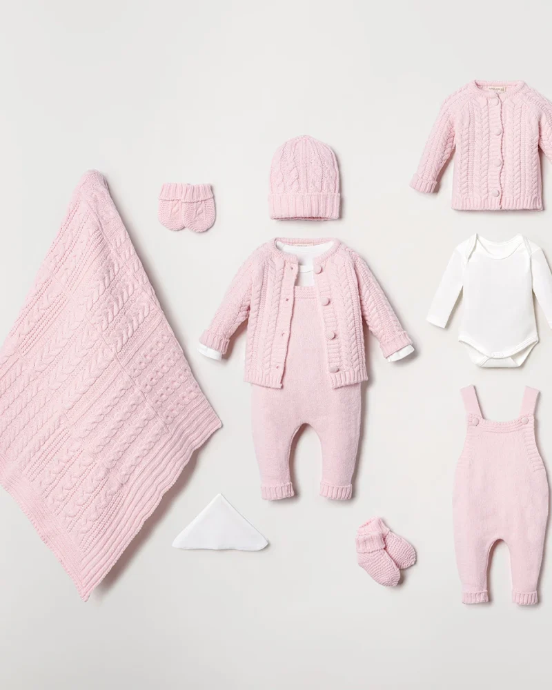 Pink Knitted Baby Girl Gift Set