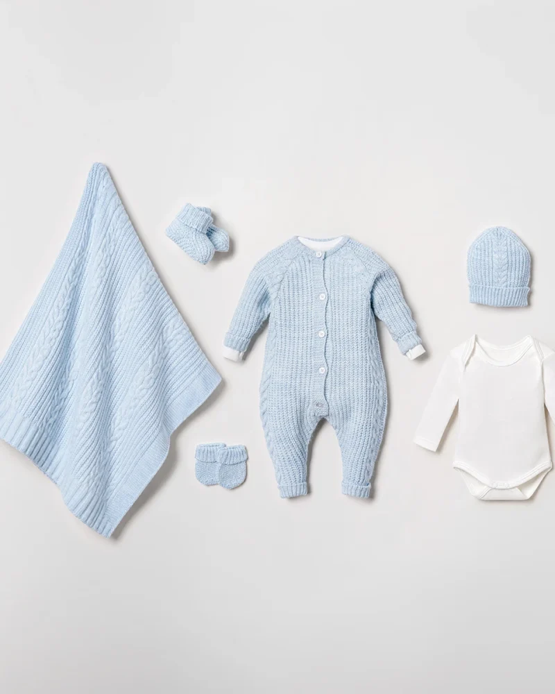 Blue Knitted Newborn Set