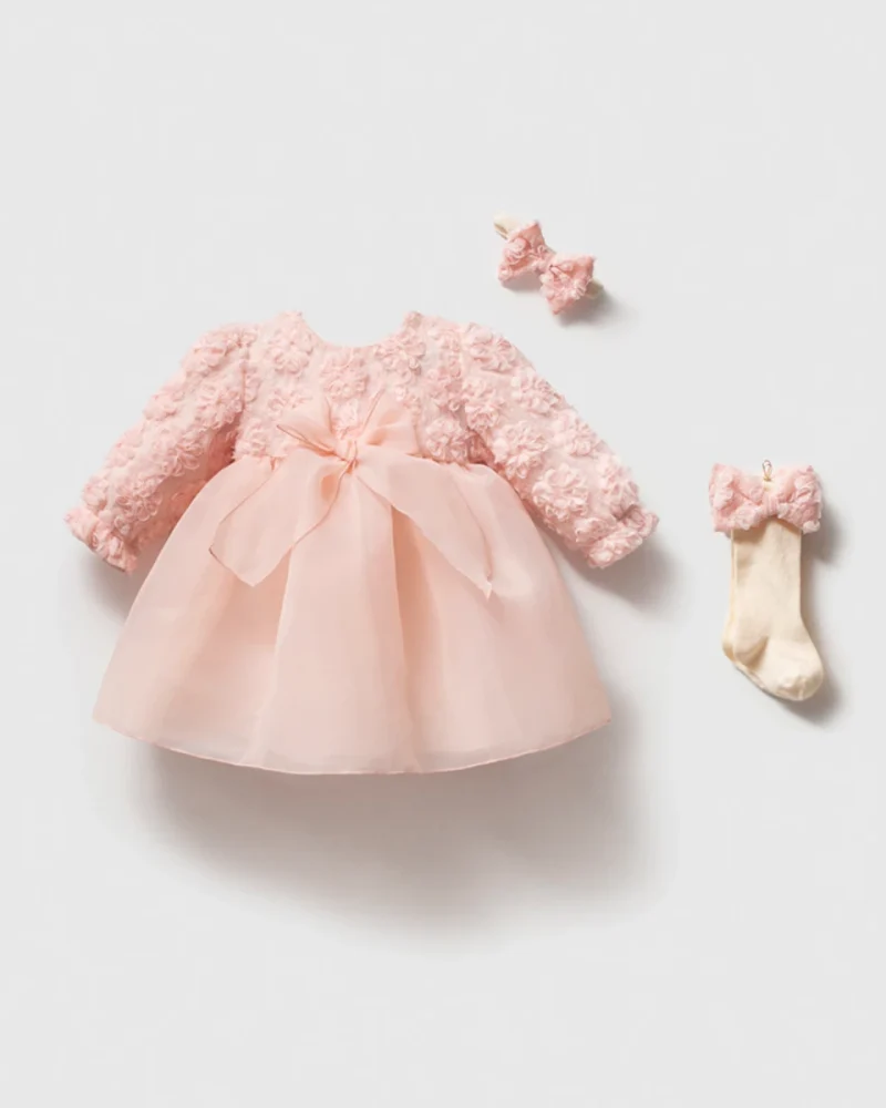 Blush Pink Floral Party Dress Set