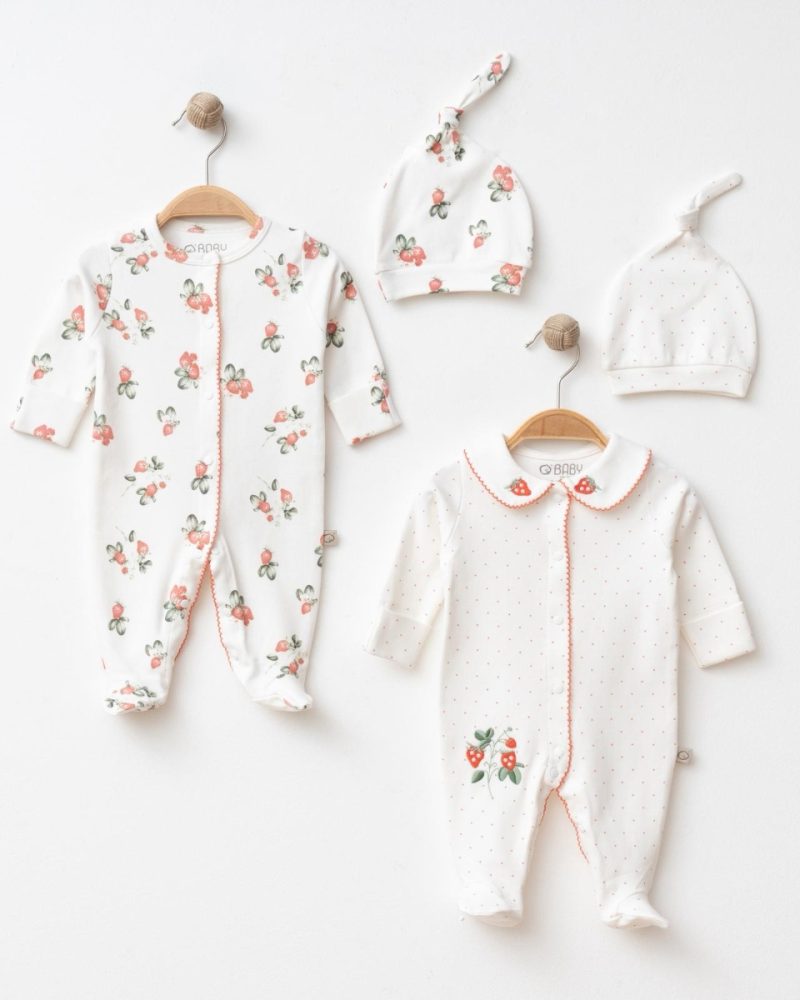 Strawberry Print 2-Piece Baby Girl Overalls