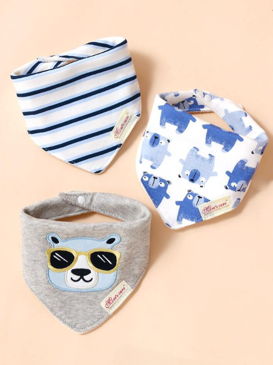 Navy Striped 3 pack of Bibs