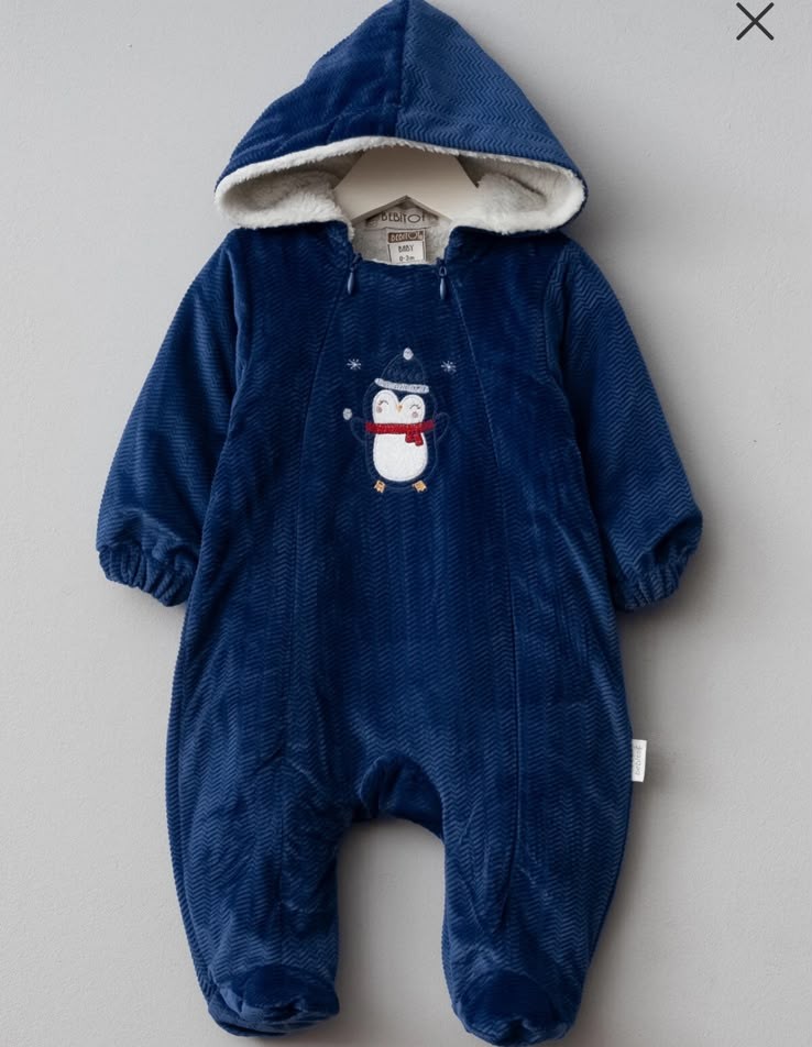 Navy Blue Penguin Hooded Winter Overall