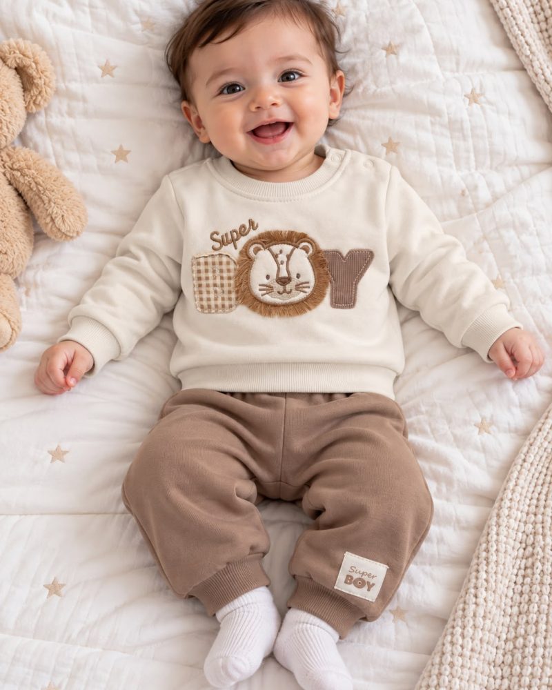 Super Boy Embroidered Baby Set