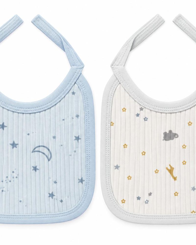 Blue Moon & Stars 2-Pack Baby Bibs