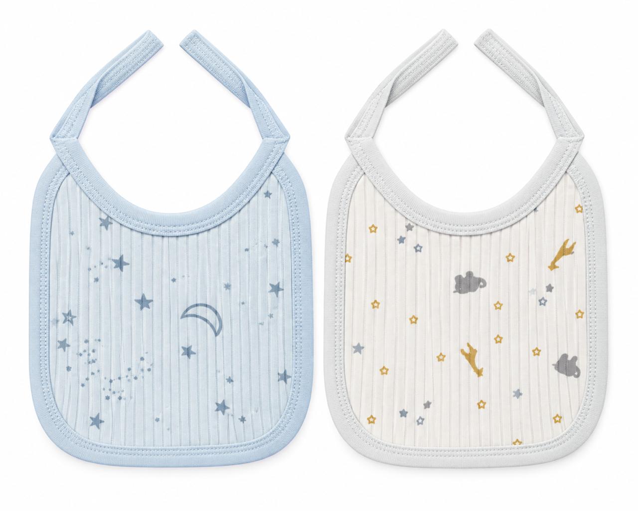 Blue Moon & Stars 2-Pack Baby Bibs