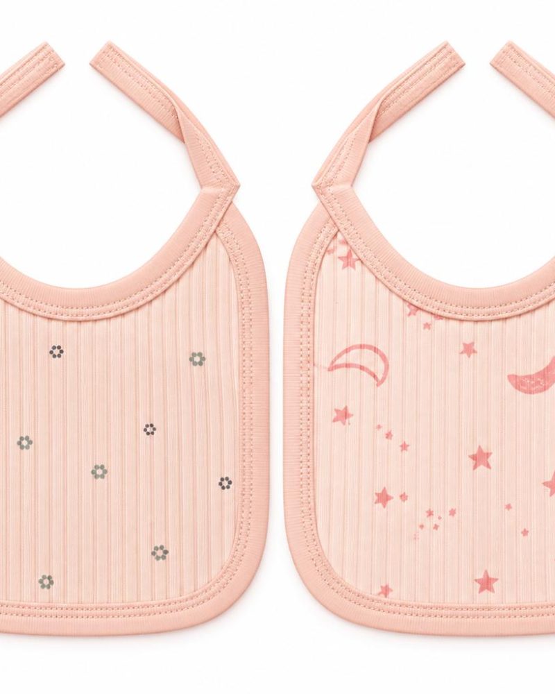 Pink Moon & Stars 2-Pack Baby Bibs