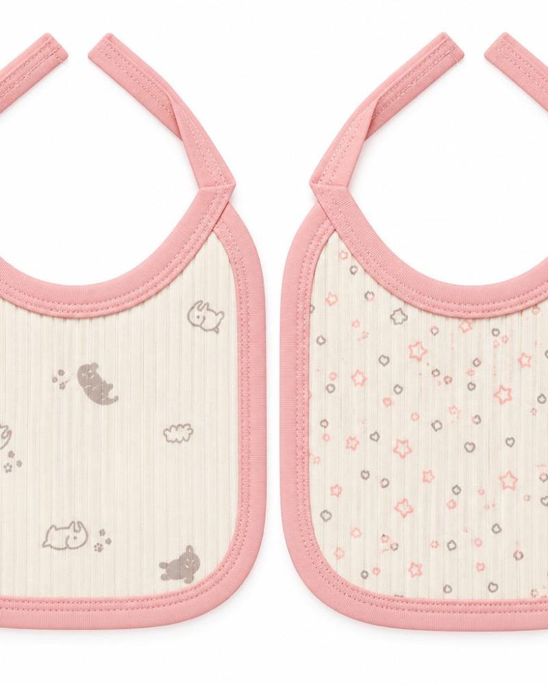 Pink Animals & Stars 2-Pack Baby Bibs