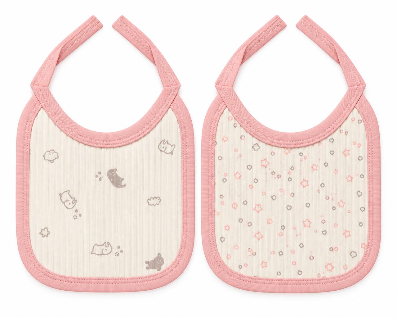 Pink Animals & Stars 2-Pack Baby Bibs