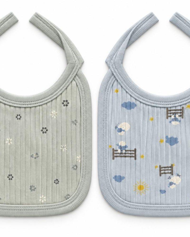 Green Flowers & Blue Sky 2-Pack Baby Bibs