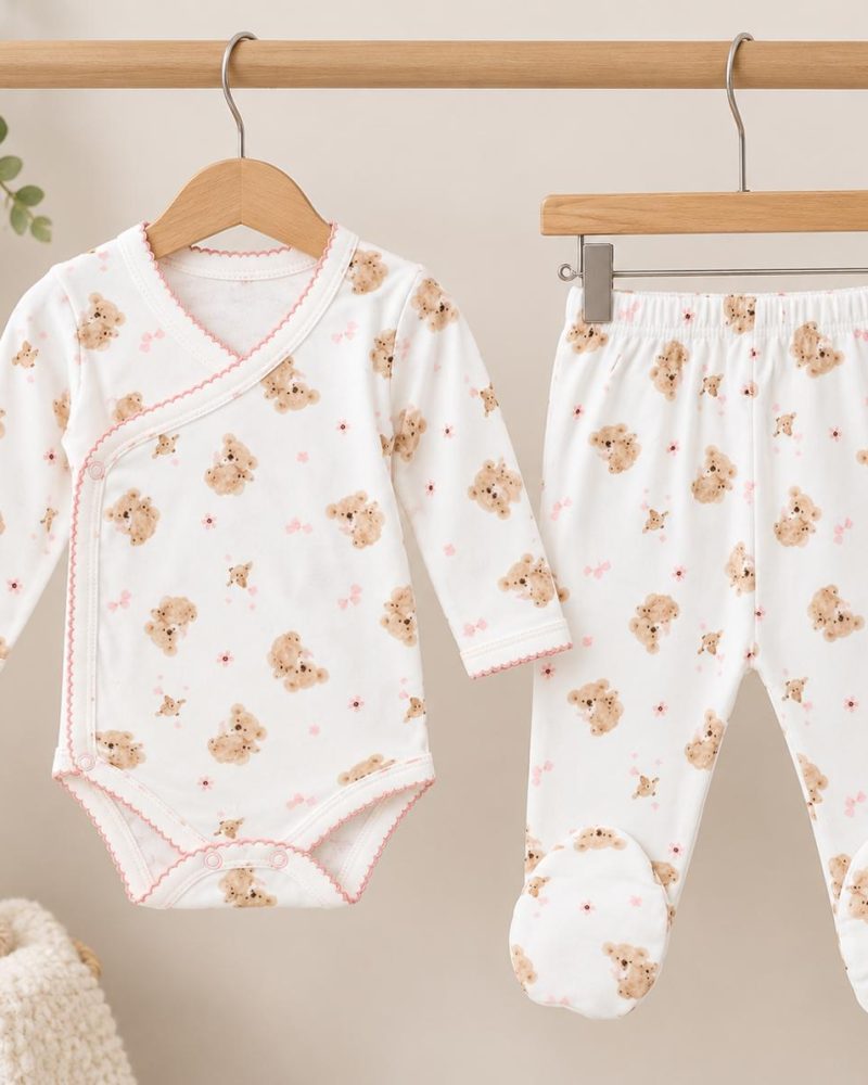 Teddy Bear & Pink Flowers