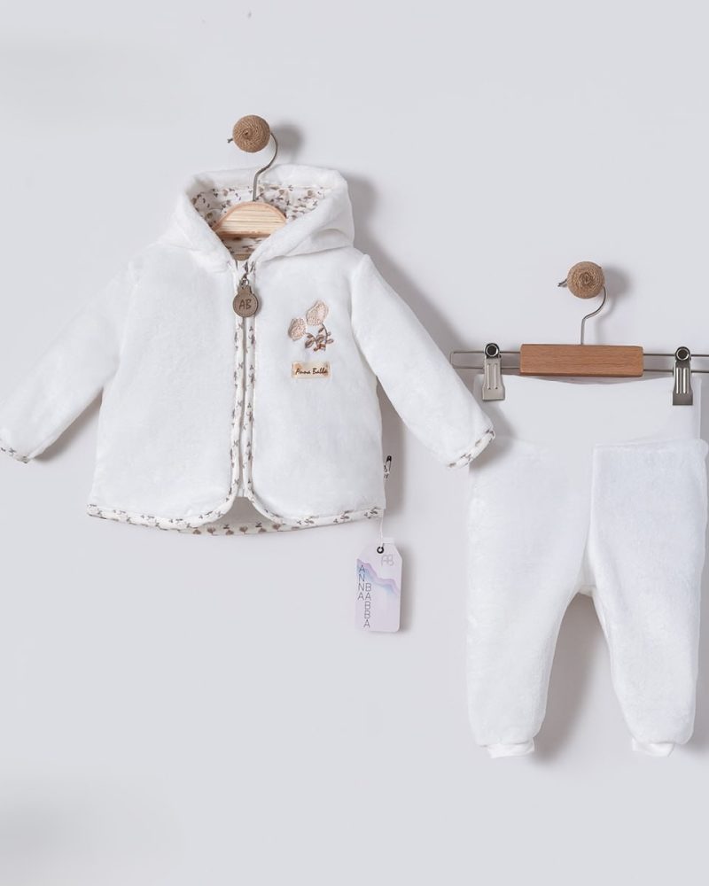 Teddy Fleece Baby Girl Jacket & Trousers Set